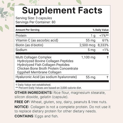 Multi Collagen Pills for Women & Men, 240 Capsules