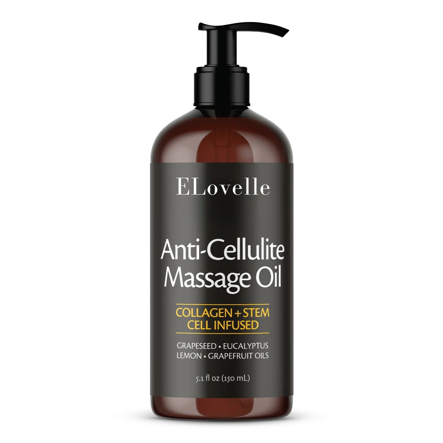 Elovelle Anti-Cellulite Massage Oil bottle on a white background