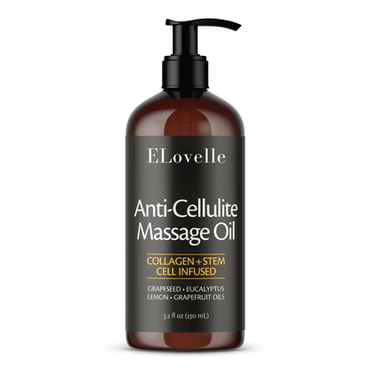 Elovelle Anti-Cellulite Massage Oil bottle on a white background