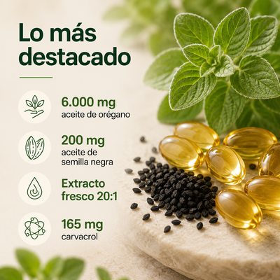 Aceite de Orégano con Aceite de Semilla Negra 300 Cápsulas
