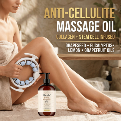 Anti Cellulite Massage Oil & Lymphatic Drainage Roller Kit