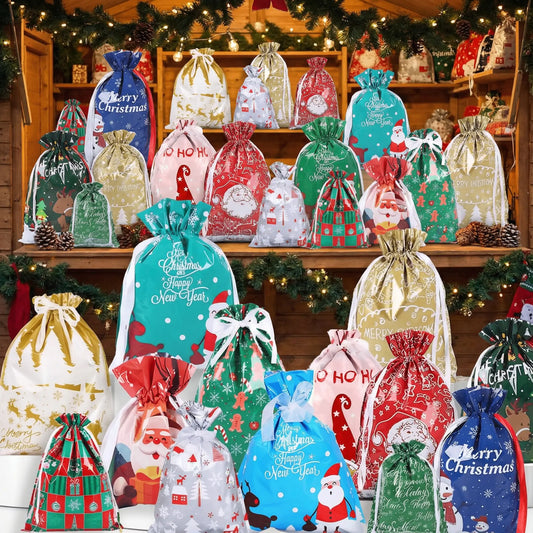 50PCS Christmas Gift Wrapping Set (25 Colorful Bags + 25 Tags) – Random Patterns